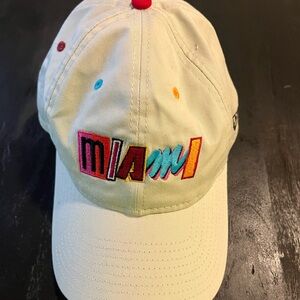 Miami Embroidered Baseball Cap in Cream with Colorful Accents